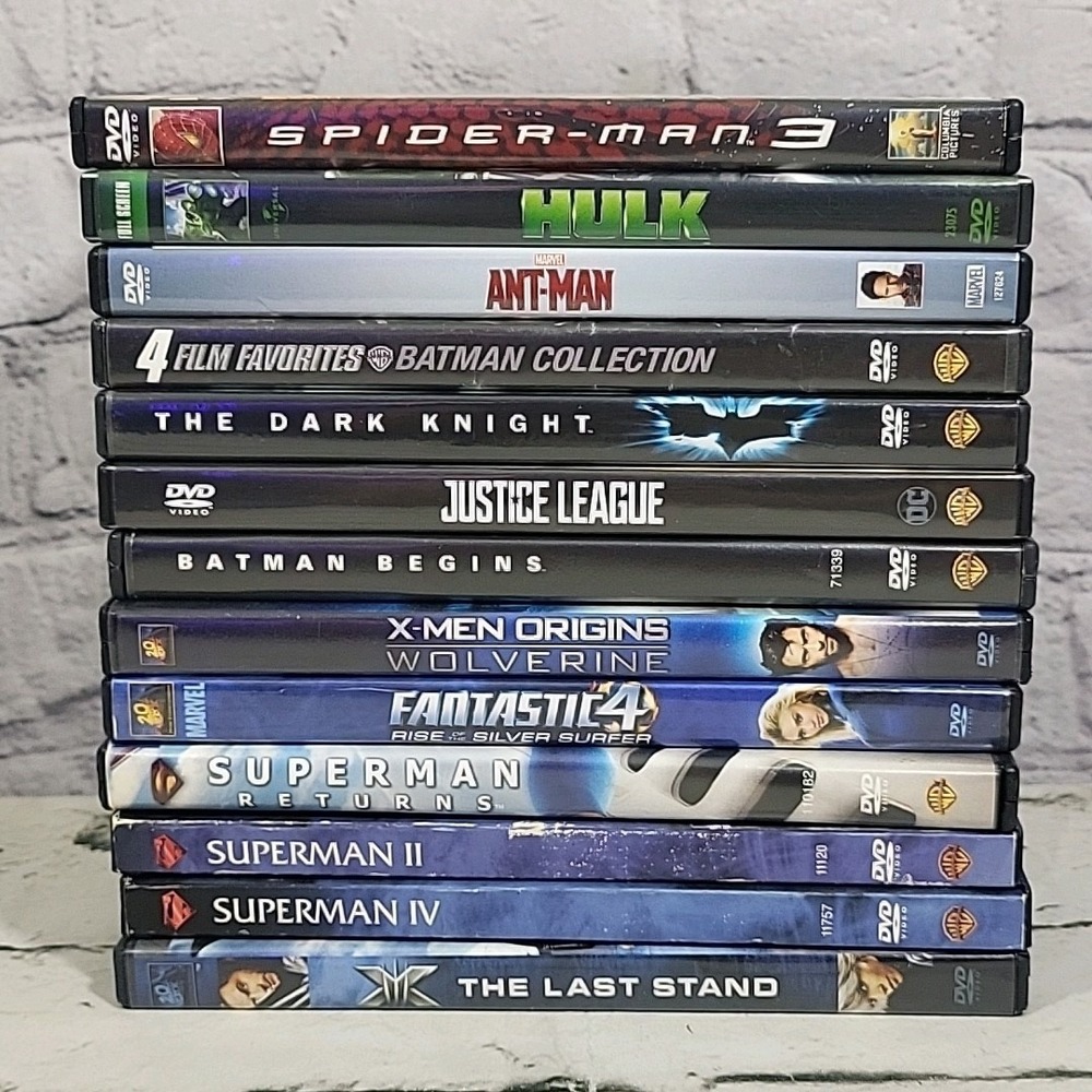 Comic Book Super Hero Movies DVD Lot Of‎ 13 Batman Superman X-Men Hulk DC Marvel